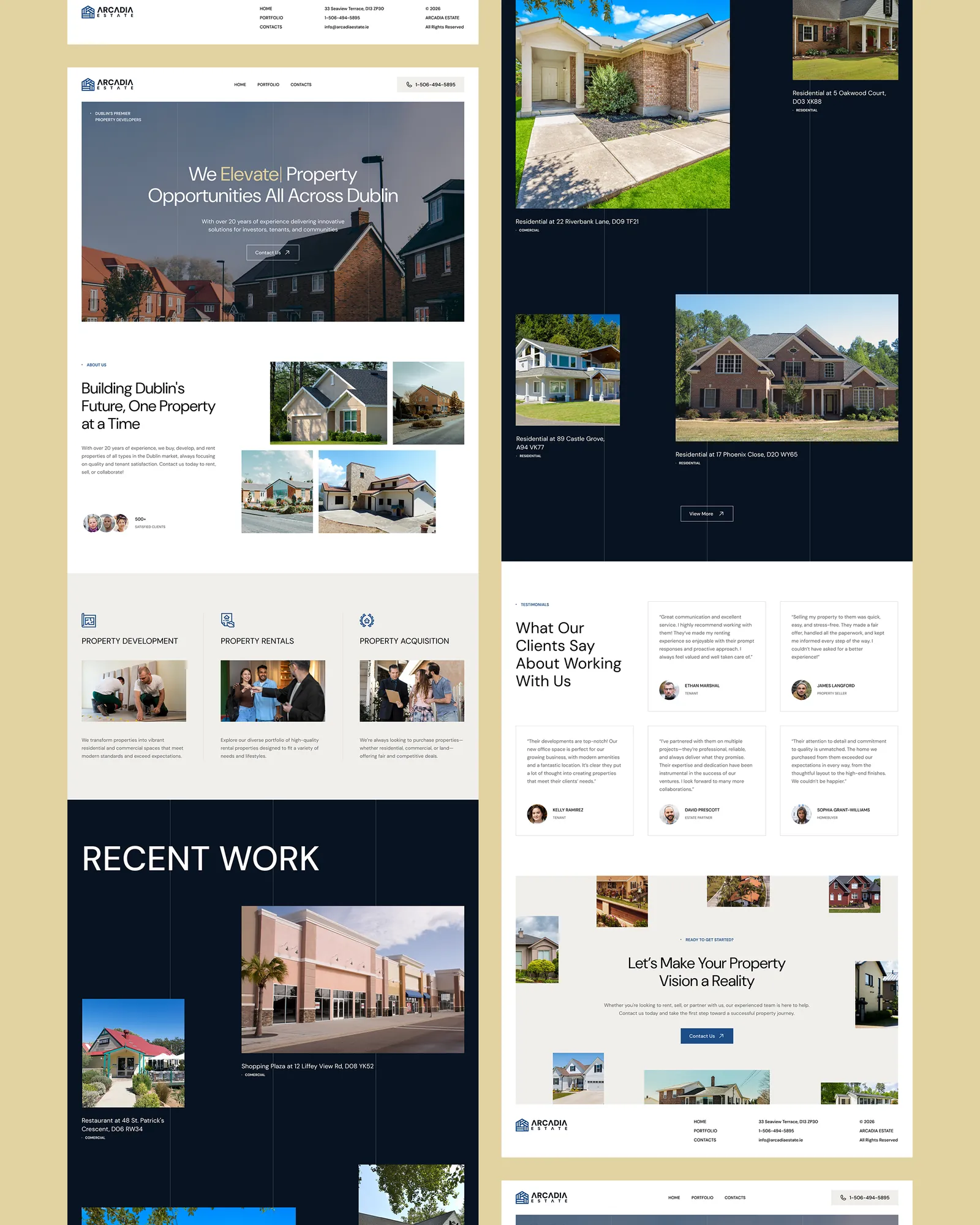 The Arcadia Estate landing page
