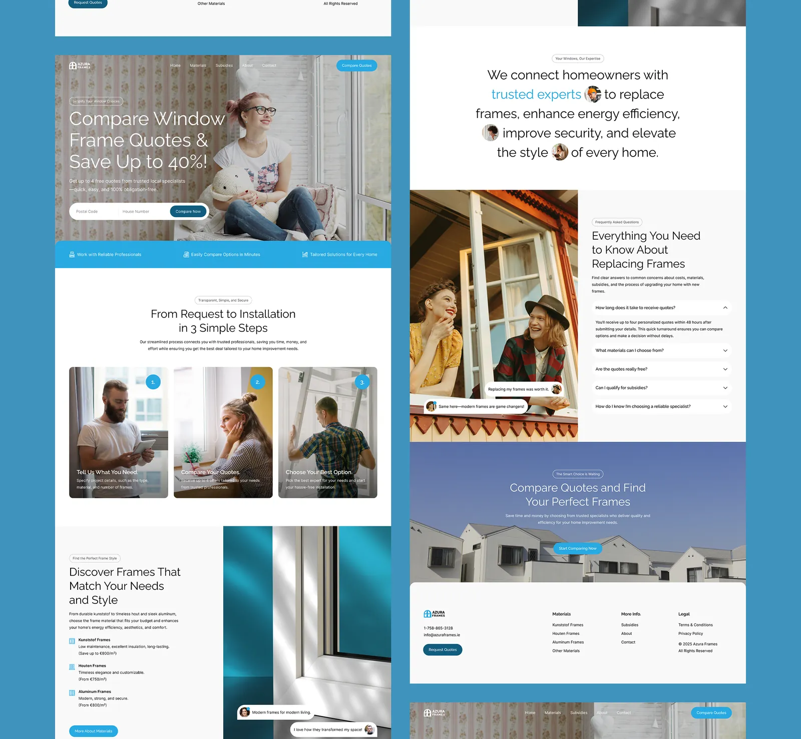 The Azura Frames landing page