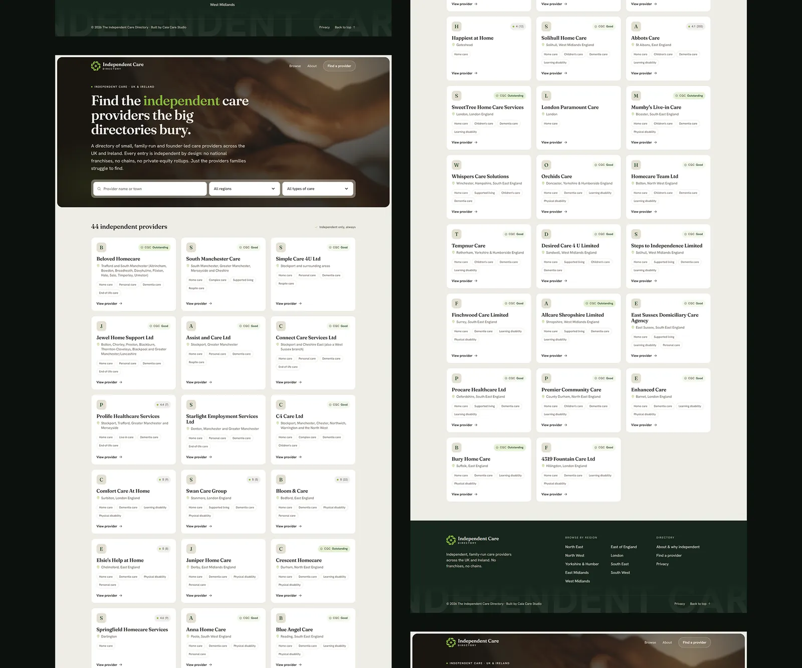 The Independent Care Directory website